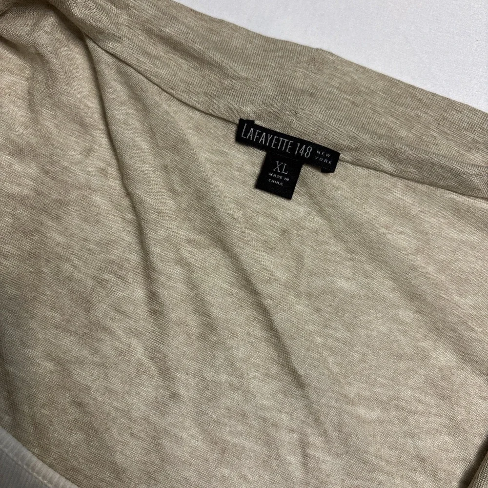 Lafayette 148 Women Size XL Deep Cowl Neck Short Sleeve  Shirt Y2K Layer Top - Picture 3 of 8